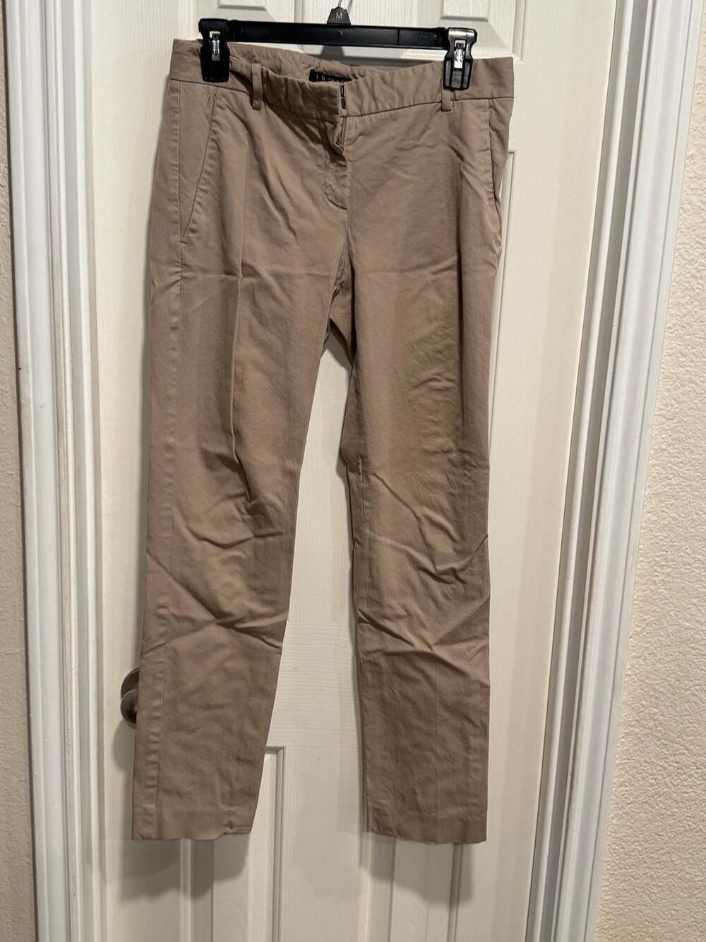 Theory Women’s Size 4 Khaki Tailored Pants Quiet Luxury Minimalist Straight Leg